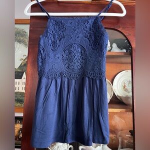 Jun & Ivy blue floral lace tank top XS
